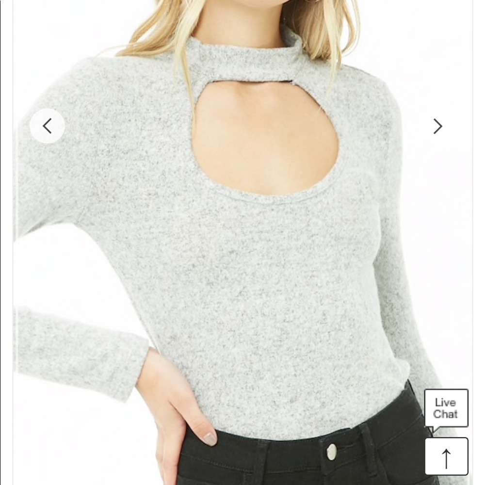 *NWT Dark Grey Cutout Choker Top